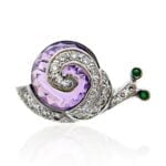 Amethyst & Diamond Set Snail Brooch