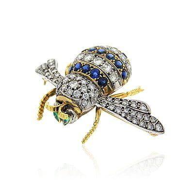 Diamond, Sapphire and Emerald Bee Brooch