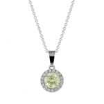 1.09ct Fancy Yellow Round Brilliant Cut Diamond Pendant 