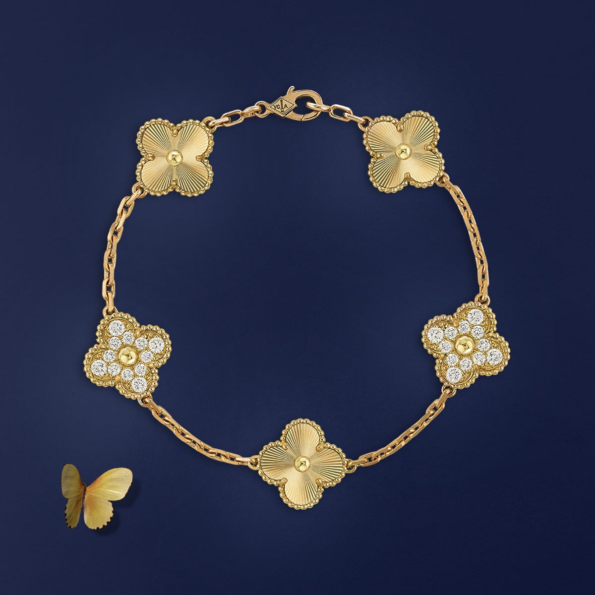 van cleef, alhambra bracelet, luxury jewellery, clover motif