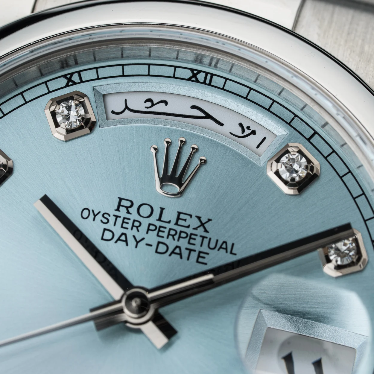 Ice blue diamond dial wristwatch at Brothers and Bezels, Hatton Garden
