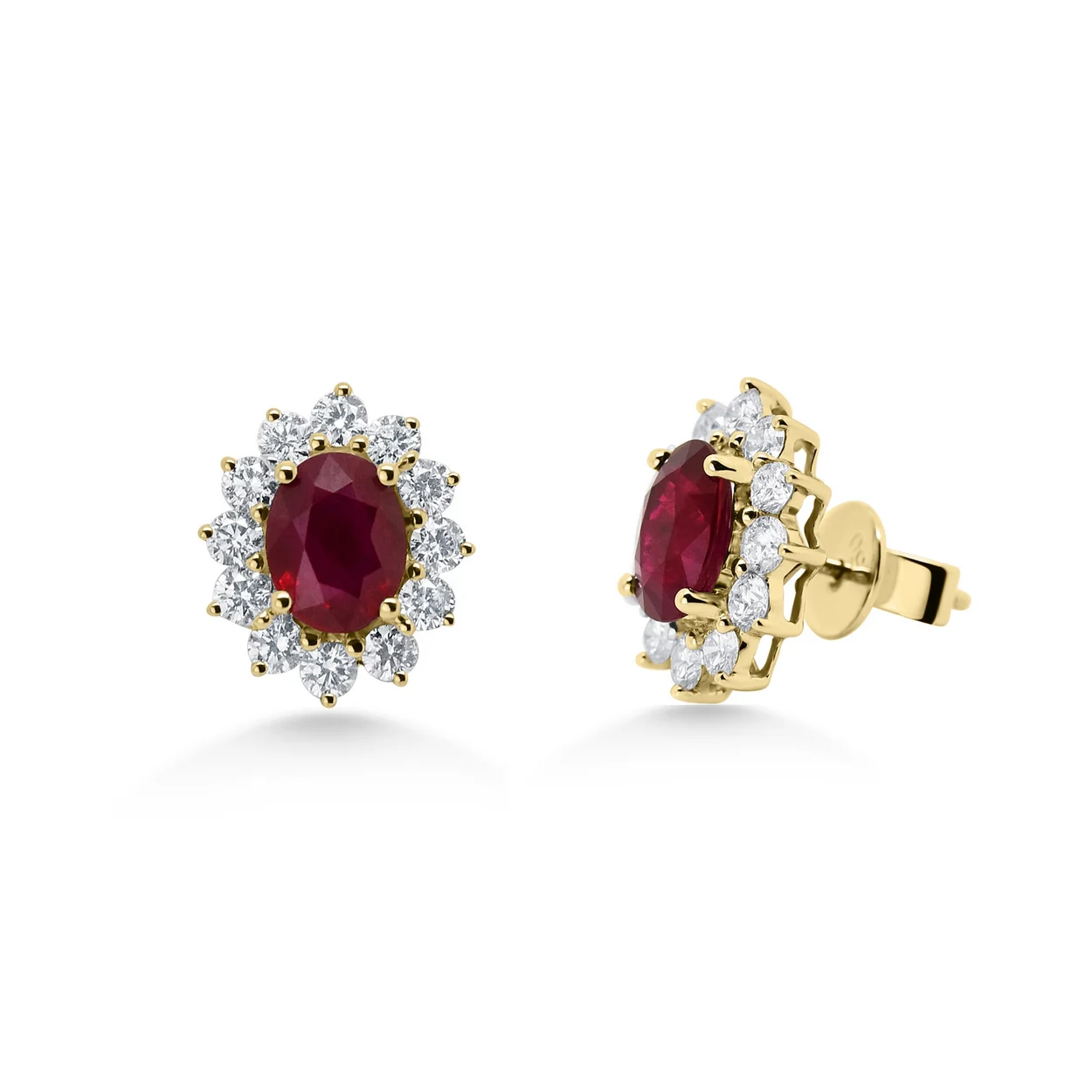 Ruby and diamond cluster earrings at Fine Jewels, Hatton Garden