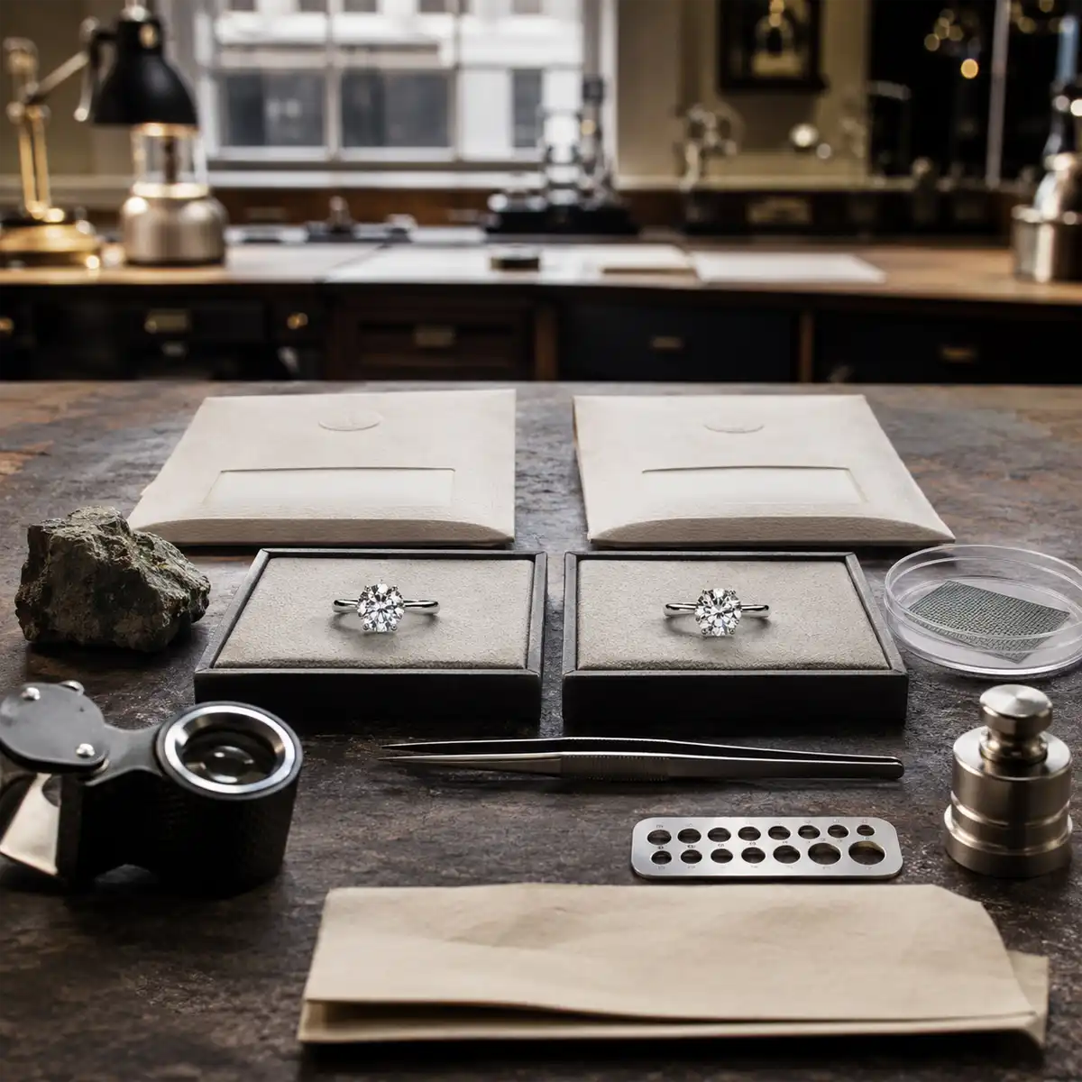 Diamond grading report from a Hatton Garden jeweller showing certification details for a natural or lab grown diamond stone